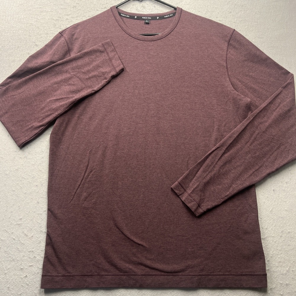 Public Rec T Shirt Mens Large Maroon Crewneck Casual Athletic Tee Performance